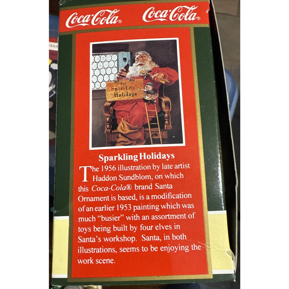 Coca-Cola Trim A Tree Collection 1956 Santa With Painting Elf Ornament 1994 - Picture 8 of 12